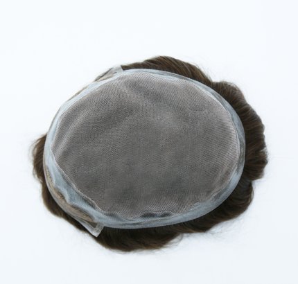 Lace front with PU edge around Indian Hair Men Hair Toupee