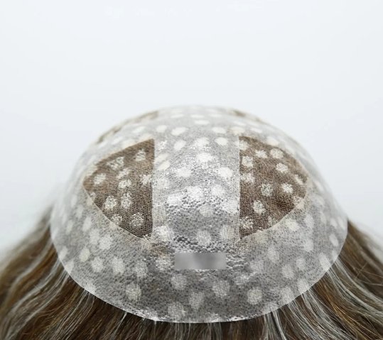 A toupee with French lace and clear PU