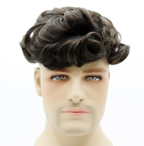 Men Lace Front PU Back Hairpiece