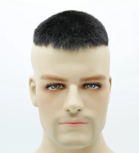 Men Short Hair Toupee PU Base Hair Replacement with buzz-cut style
