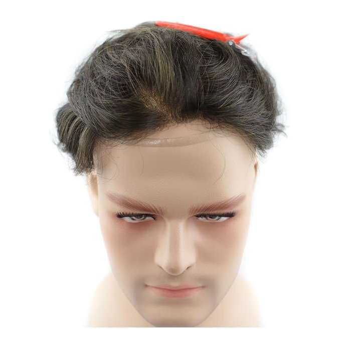 Natural Hairline Human Hair Lace Front around pu Men Toupee